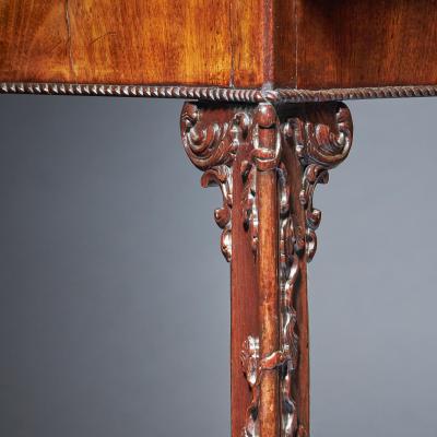 18th Century George III Carved Mahogany Serpentine Concertina Action Card Table