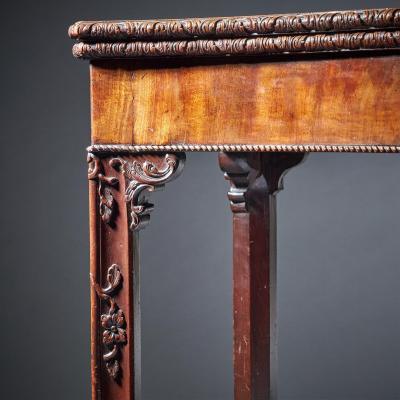 18th Century George III Carved Mahogany Serpentine Concertina Action Card Table