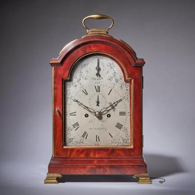 18th Century George III Figured Mahogany Three Pad Striking Bracket Clock