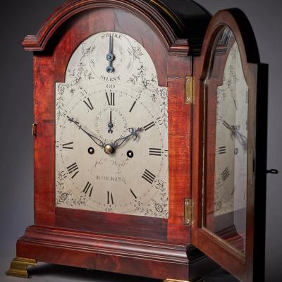 18th Century George III Figured Mahogany Three Pad Striking Bracket Clock