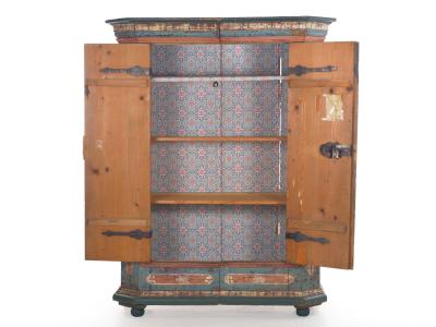 18th Century German Bavarian Blue Painted Antique Kas Armoire Cabinet