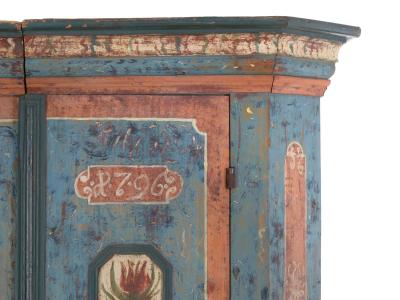 18th Century German Bavarian Blue Painted Antique Kas Armoire Cabinet