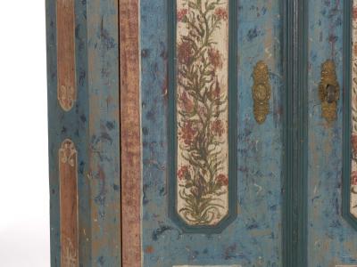 18th Century German Bavarian Blue Painted Antique Kas Armoire Cabinet
