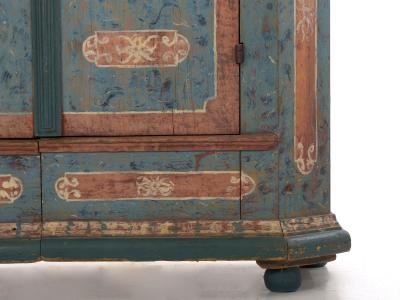 18th Century German Bavarian Blue Painted Antique Kas Armoire Cabinet