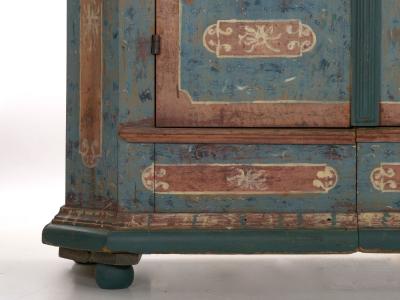 18th Century German Bavarian Blue Painted Antique Kas Armoire Cabinet