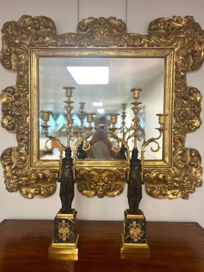 18th Century Italian Baroque Antique Carved Giltwood Wall Mirror