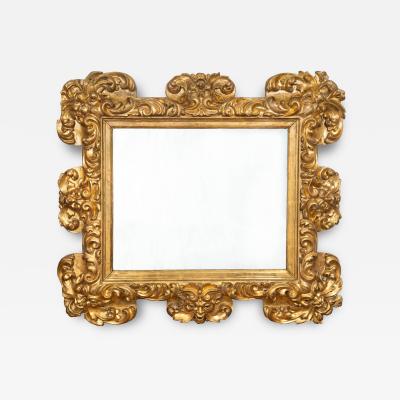 18th Century Italian Baroque Antique Carved Giltwood Wall Mirror