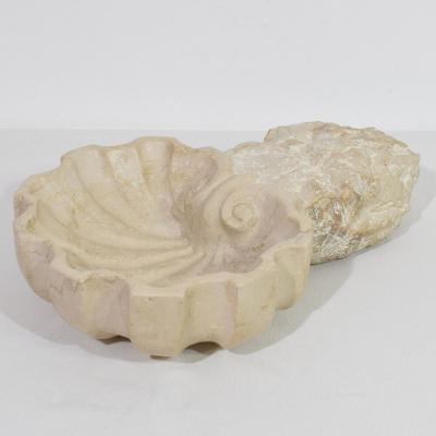 18th Century Italian Baroque Hand carved Limestone Holy Water Font or Stoup