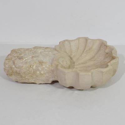 18th Century Italian Baroque Hand carved Limestone Holy Water Font or Stoup