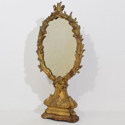 18th Century Italian Carved Giltwood Baroque Standing Mirror