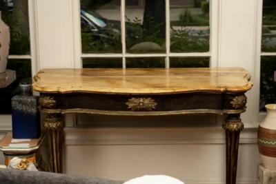 18th Century Italian Console Table Ebonized and Parcel Gilt