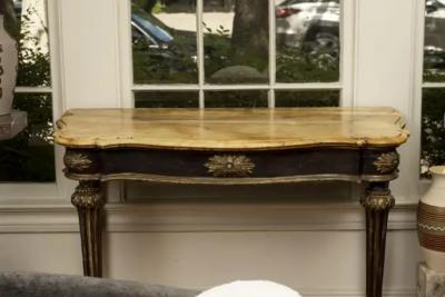18th Century Italian Console Table Ebonized and Parcel Gilt