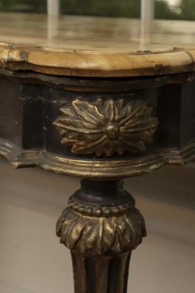 18th Century Italian Console Table Ebonized and Parcel Gilt