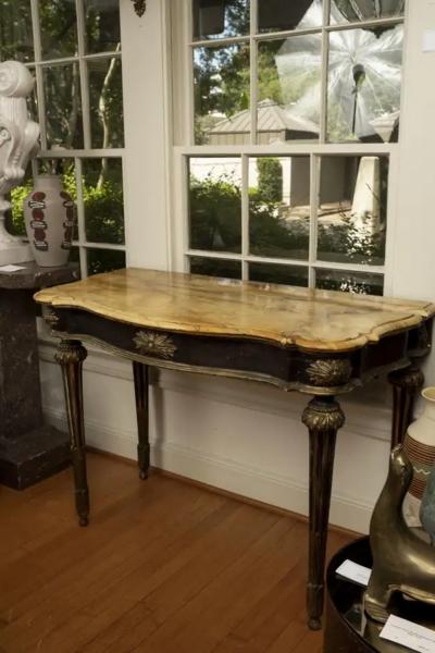 18th Century Italian Console Table Ebonized and Parcel Gilt