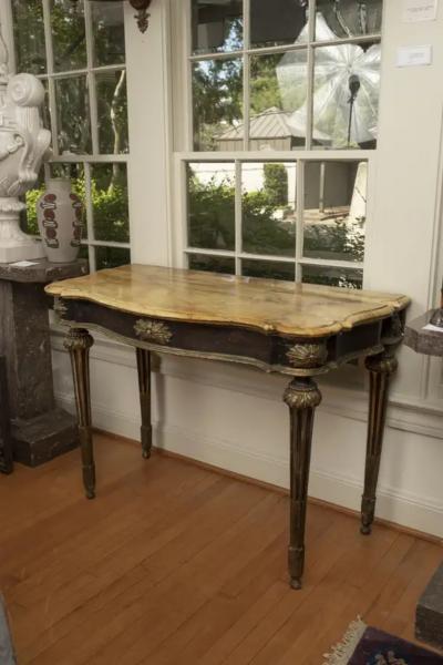 18th Century Italian Console Table Ebonized and Parcel Gilt