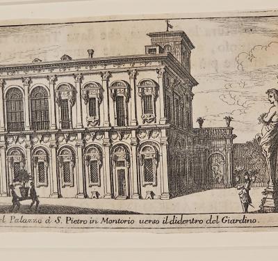 18th Century Italian Engraving View of the Palazzo at San Pietro in Montorio