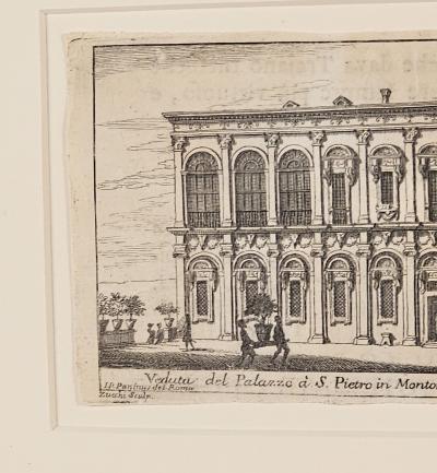 18th Century Italian Engraving View of the Palazzo at San Pietro in Montorio