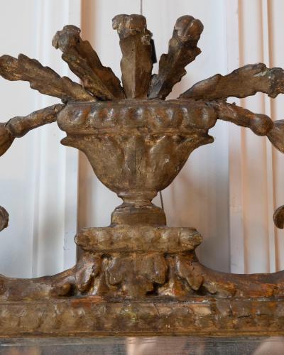 18th Century Italian Giltwood Mirror with Carved Classical Crest