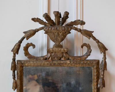 18th Century Italian Giltwood Mirror with Carved Classical Crest