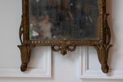 18th Century Italian Giltwood Mirror with Carved Classical Crest