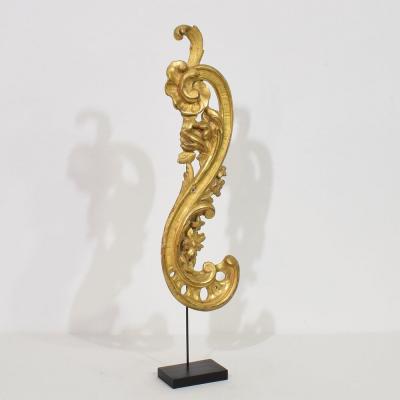 18th Century Italian Hand Carved Giltwood Baroque Curl Ornament