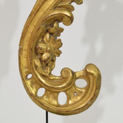 18th Century Italian Hand Carved Giltwood Baroque Curl Ornament