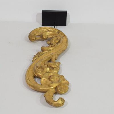 18th Century Italian Hand Carved Giltwood Baroque Curl Ornament