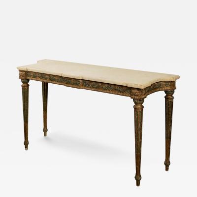 18th Century Italian Louis XVI Painted and Giltwood Console Table