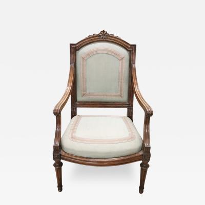 18th Century Italian Louis XVI Solid Walnut Armchair