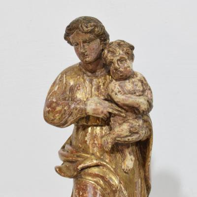 18th Century Italian Neoclassical Carved Wooden Madonna With Child
