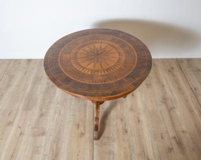 18th Century Italian Sorrento Center Table with Inlaid Starburst Top