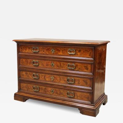 18th Century Italian Walnut Commode with Four Drawers and Ornate Hardware