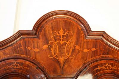 18th Century Italian Walnut Parquetry Important Bureau Cabinet Trumeaux