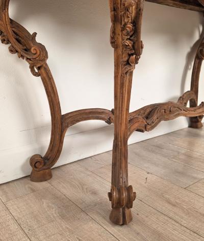 18th Century Italian Walnut Rococo Console with Marble Top