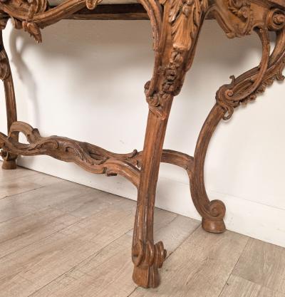 18th Century Italian Walnut Rococo Console with Marble Top