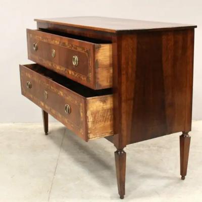 18th Century Italian Walnut Two Drawer Commode with Tapered Legs