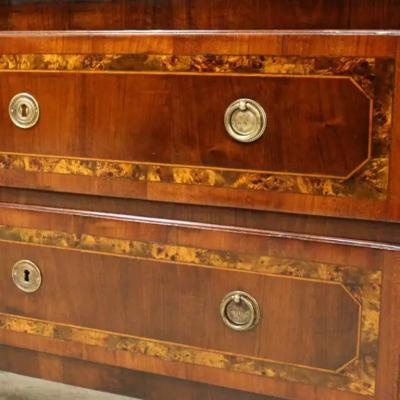 18th Century Italian Walnut Two Drawer Commode with Tapered Legs