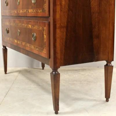 18th Century Italian Walnut Two Drawer Commode with Tapered Legs