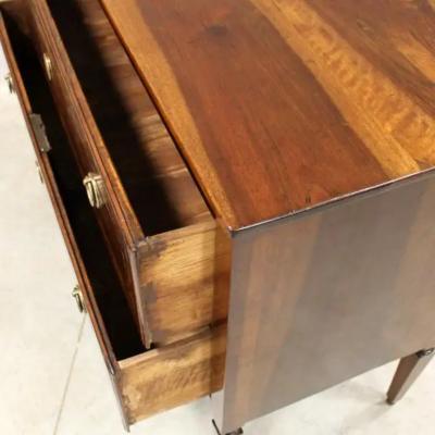 18th Century Italian Walnut Two Drawer Commode with Tapered Legs