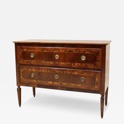 18th Century Italian Walnut Two Drawer Commode with Tapered Legs