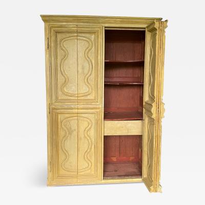 18th Century Italian Yellow Cabinet with Folding Doors