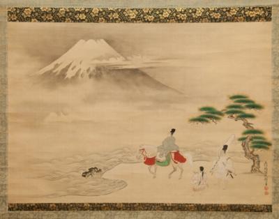 18th Century Japanese Scroll Scene from the Tales of Ise