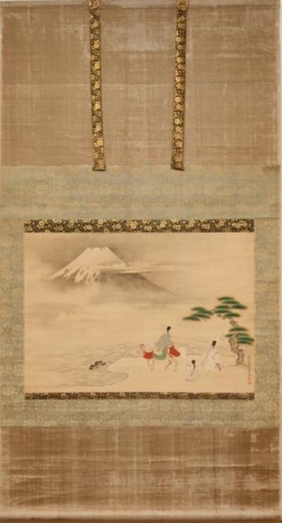 18th Century Japanese Scroll Scene from the Tales of Ise