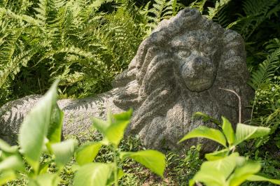 18th Century Japanese Stone Lion Garden Sculpture