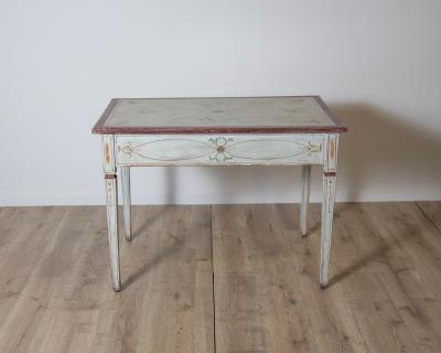 18th Century Lacquered Tuscan Desk Table with Hand Painted Decoration