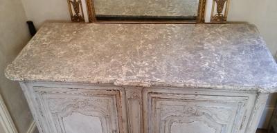 18th Century Louis XIV Painted Buffet with Faux Marble Top
