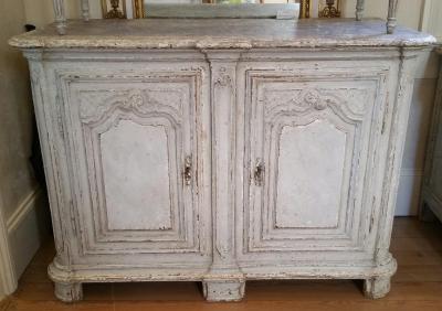 18th Century Louis XIV Painted Buffet with Faux Marble Top