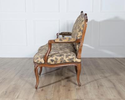 18th Century Louis XV Period Walnut Sofa with Floral Carvings and Tapestry Uphol