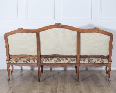 18th Century Louis XV Period Walnut Sofa with Floral Carvings and Tapestry Uphol