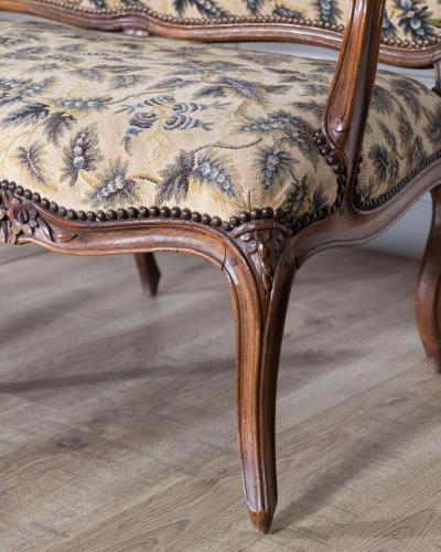 18th Century Louis XV Period Walnut Sofa with Floral Carvings and Tapestry Uphol